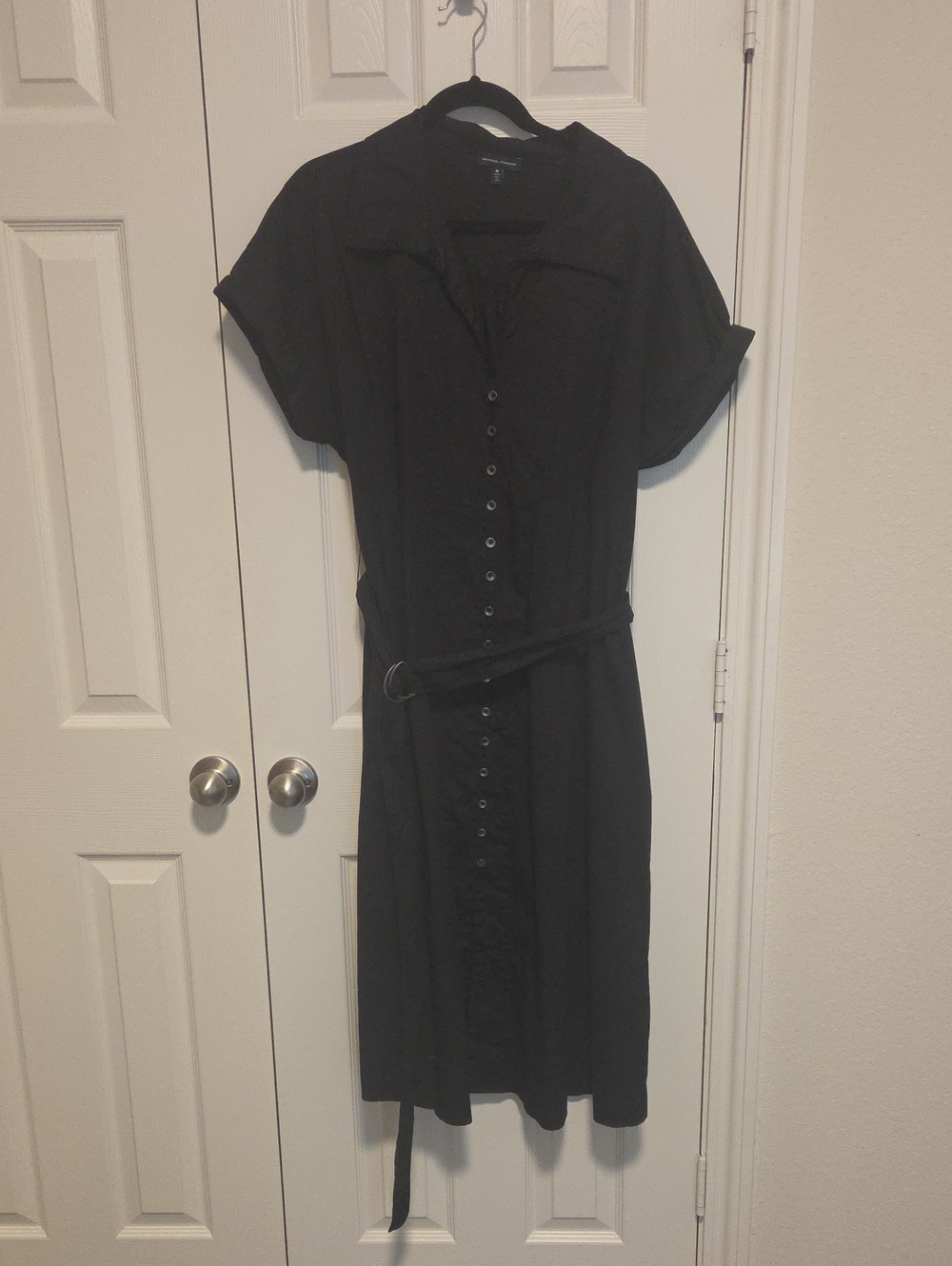 Universal Standard Black Button-Front Shirt Midi Dress